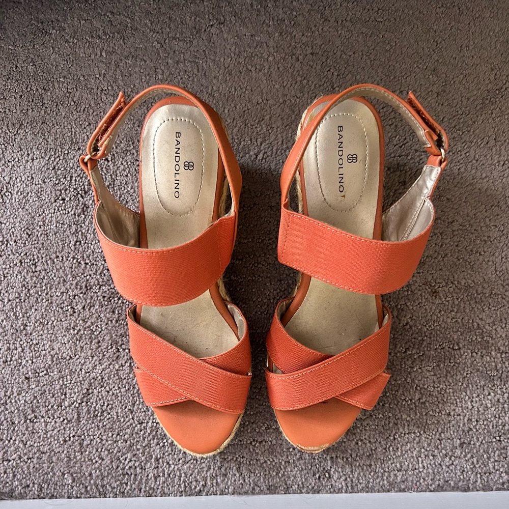 Bandolino Women's Strappy Orange Wedges